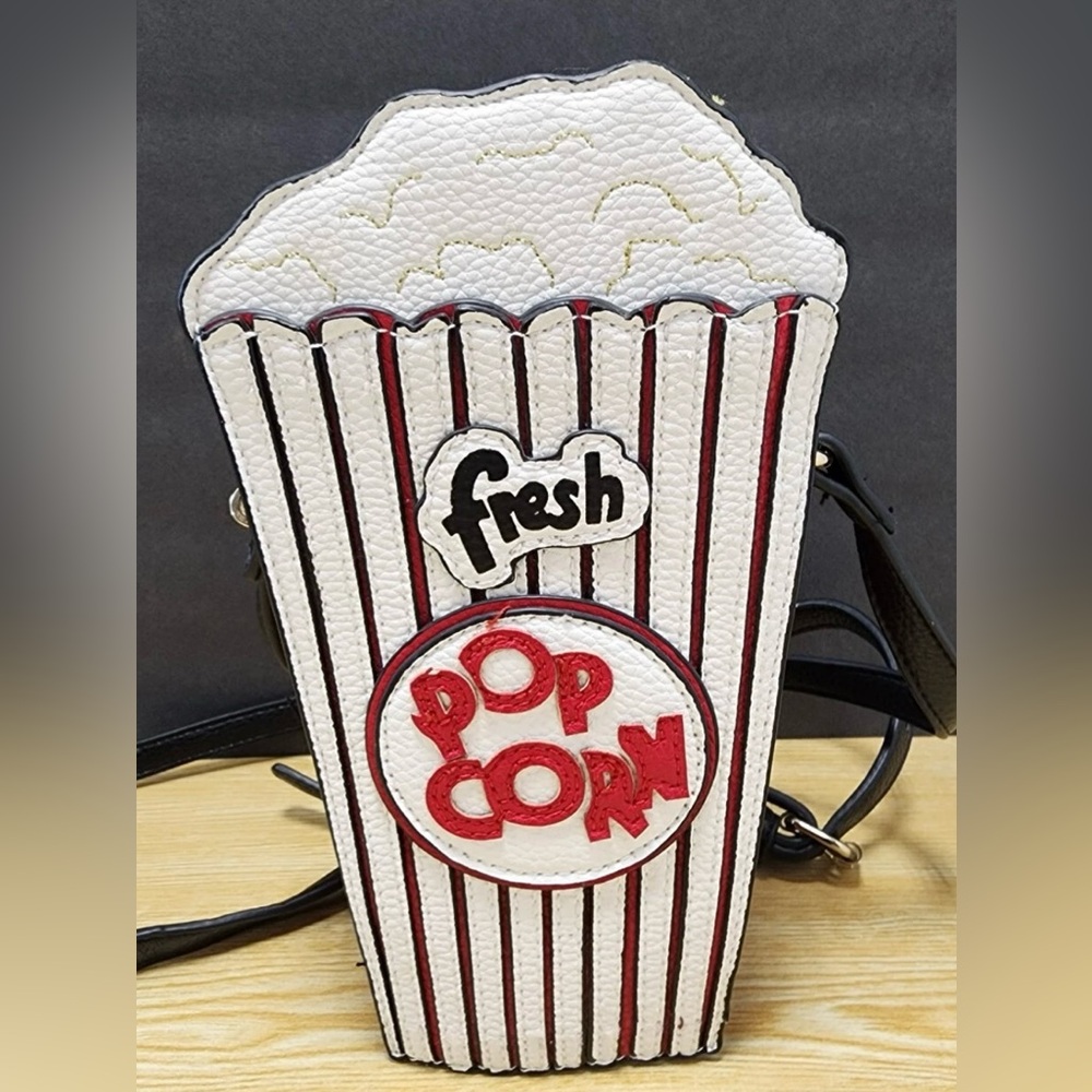 Fresh Popcorn Crossbody Pouch - White, Red with Black